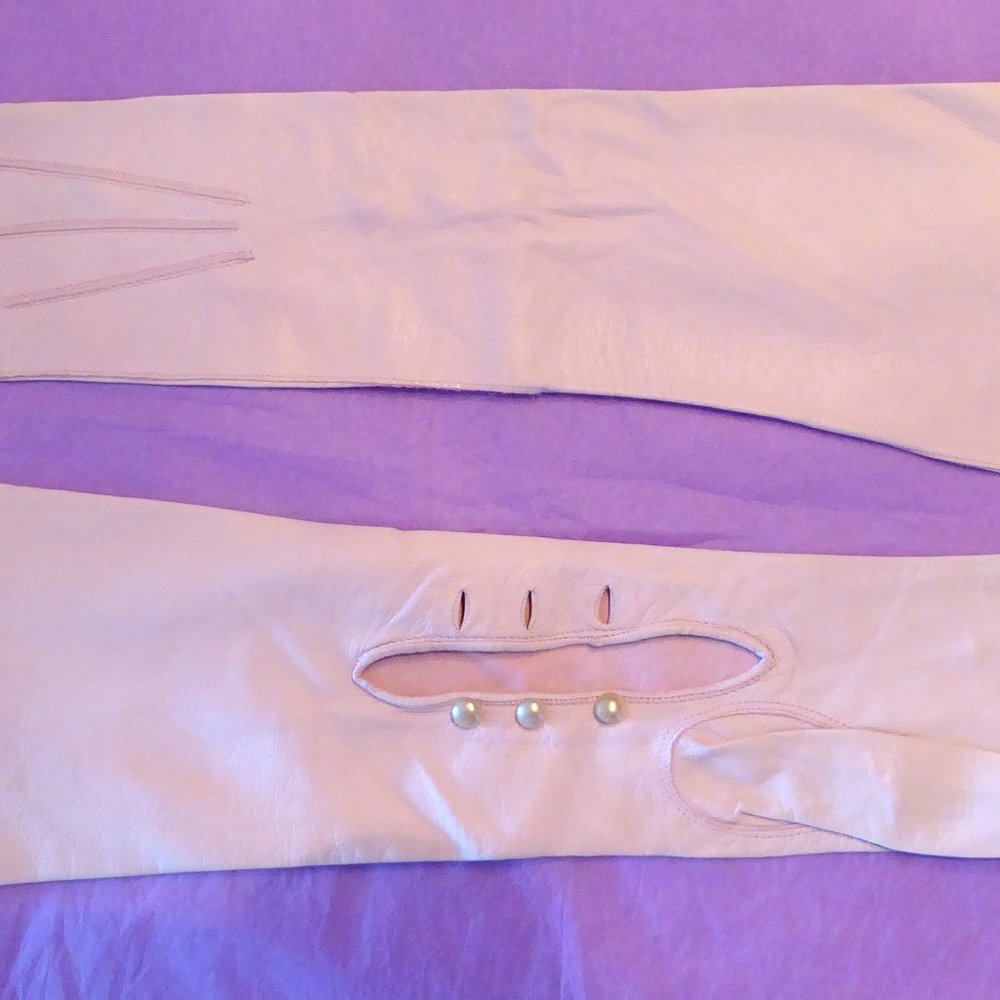 Rose Pink Vintage Kidskin Long Gloves
